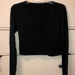 Black wrap crop top
